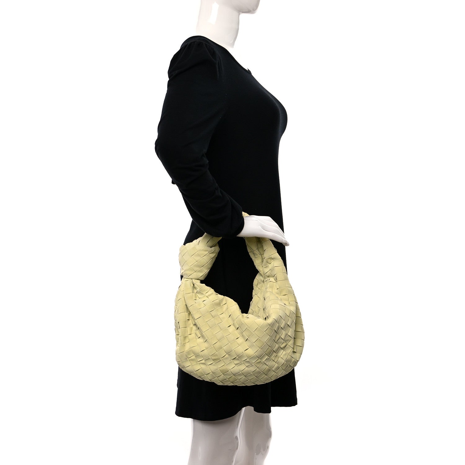 Bottega Veneta Suede Calfskin Intrecciato Teen Jodie Hobo Lemon Wash 2 of 8