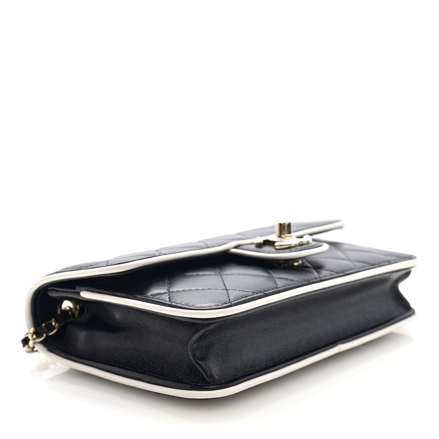 Chanel Lambskin Quilted Resin CC Mini Flap Bag Black White 4 of 10
