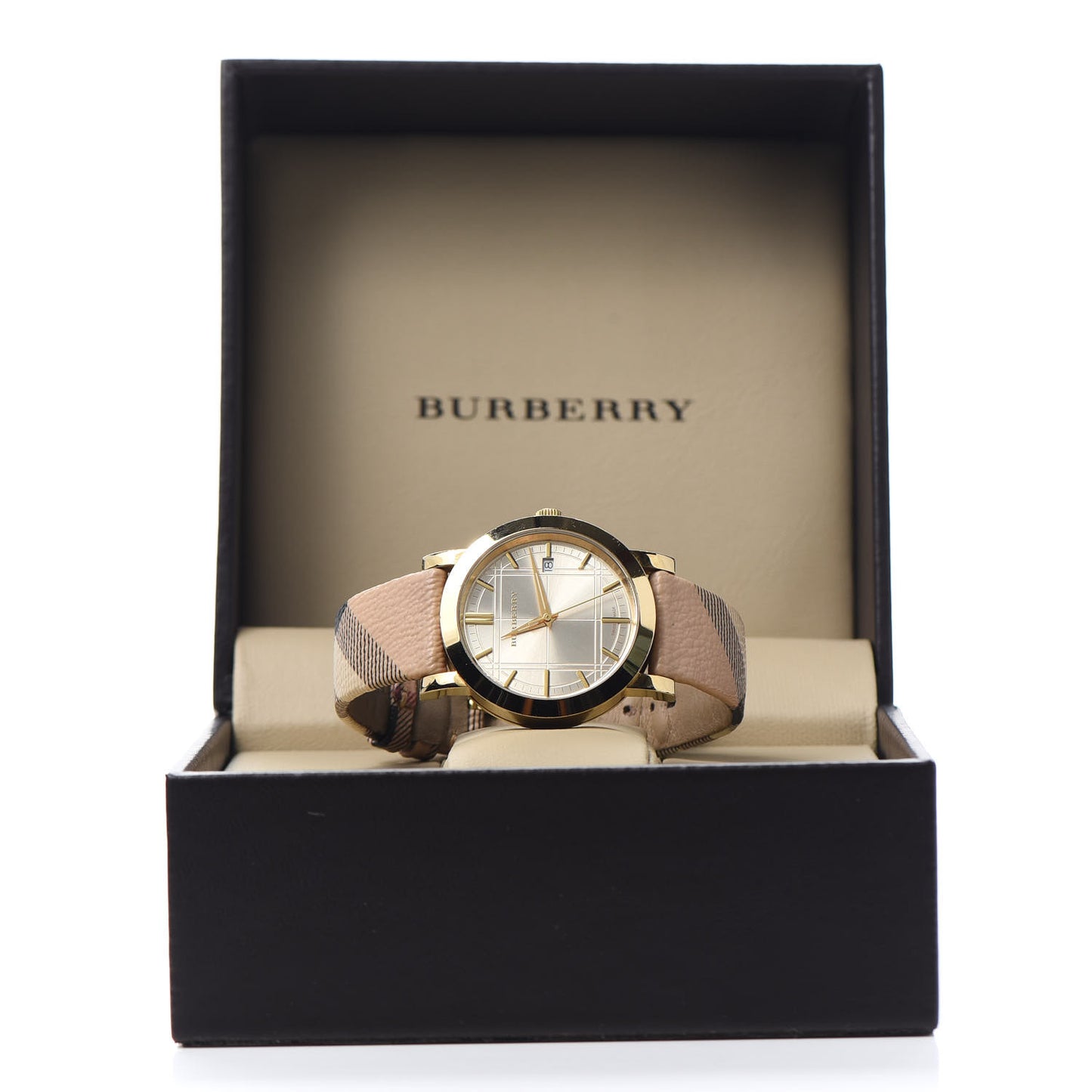 Stainless Steel Calfskin 38mm Heritage Check Quartz Watch Gold BU1398