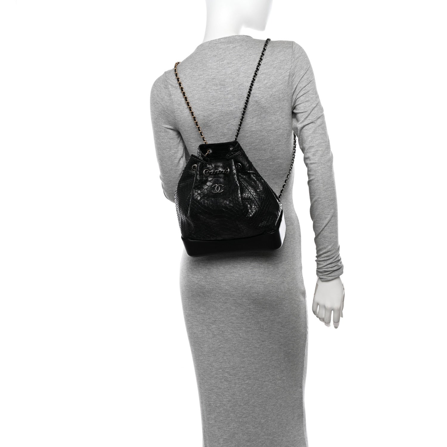 Chanel Snakeskin Small Gabrielle Backpack Black 2 of 12