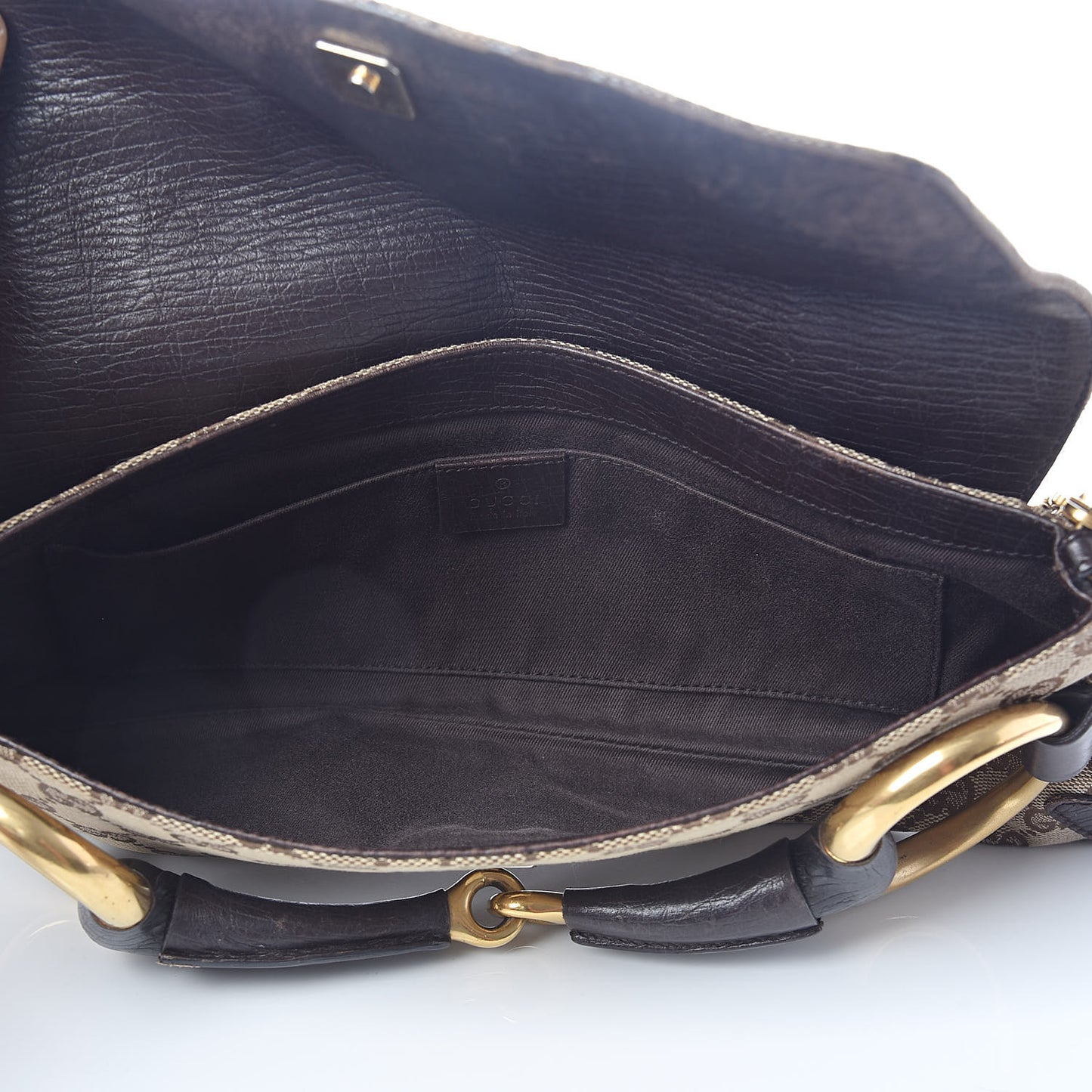 Monogram Studded Horsebit Clutch Dark Brown
