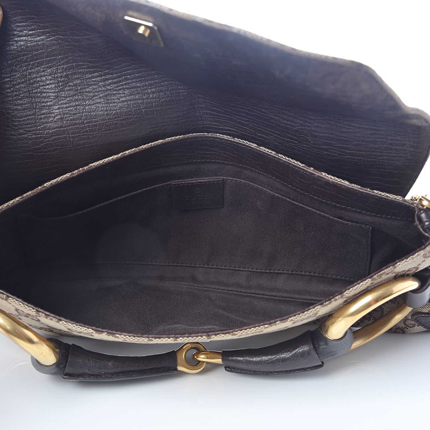 Gucci Monogram Studded Horsebit Clutch Dark Brown 5 of 10