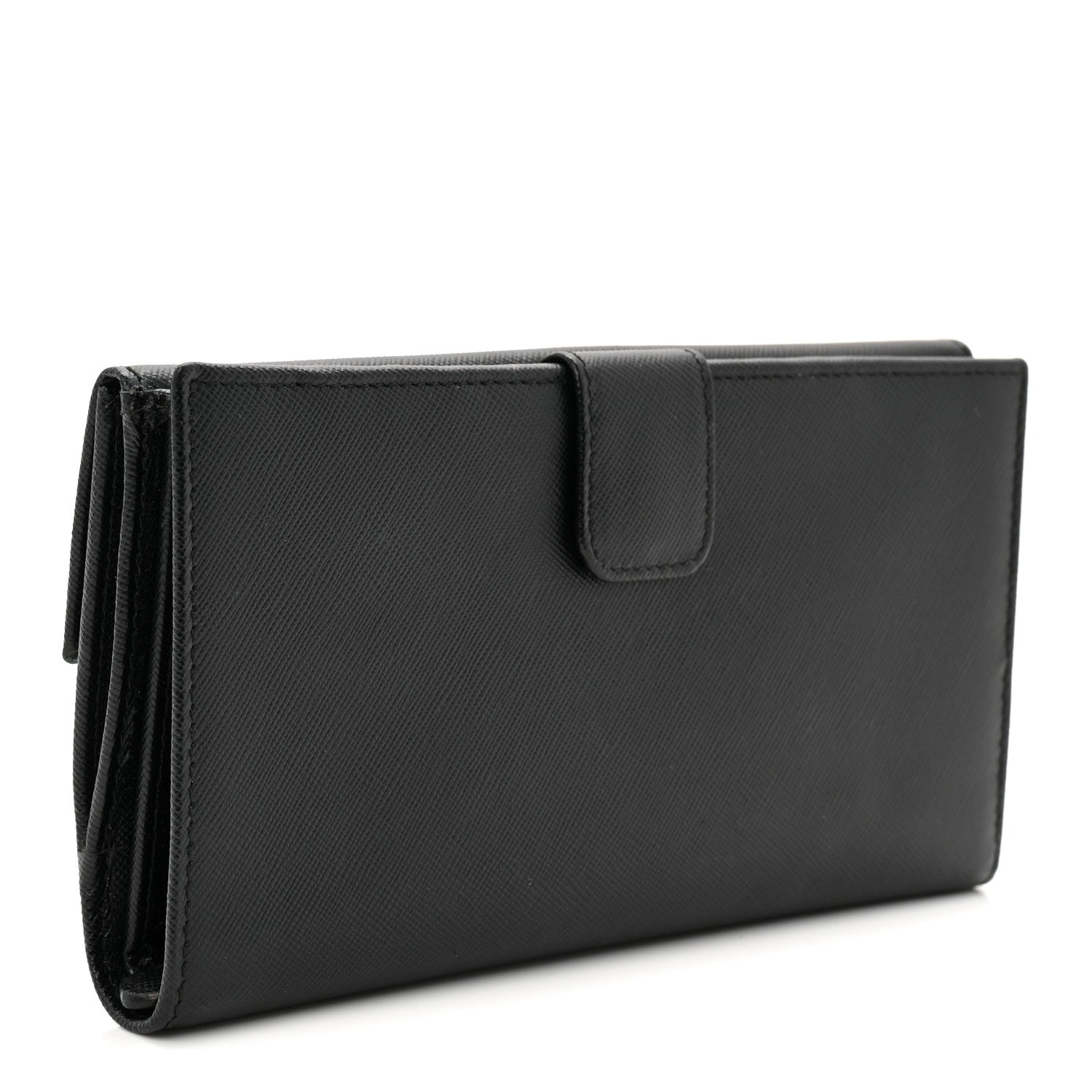 Prada Saffiano Metal Large Flap Wallet Black 3 of 6