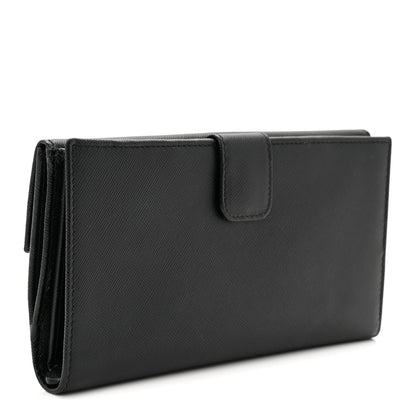 Prada Saffiano Metal Large Flap Wallet Black 3 of 6
