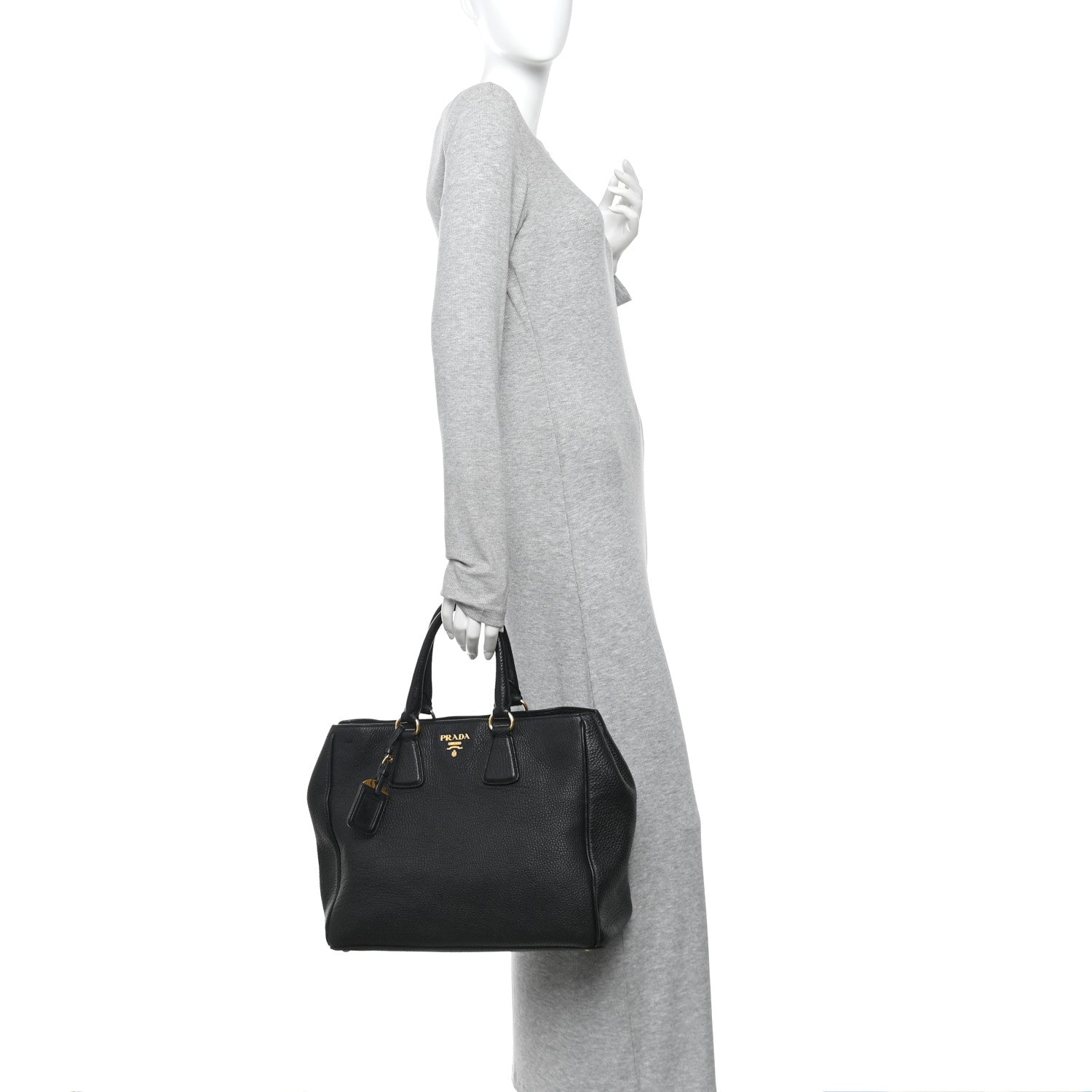 Prada Vitello Daino Tote Black 2 of 9