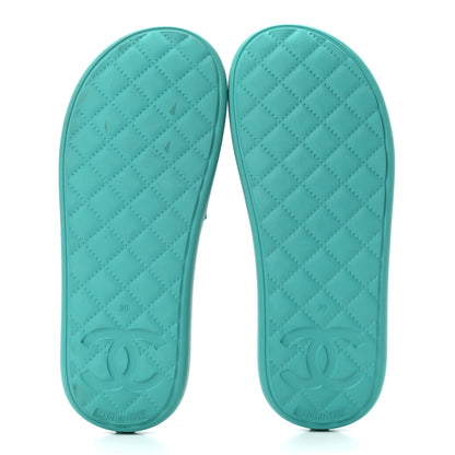 Chanel Thermoplastic PVC Camellia Mule Sandals 36 Navy 5 of 9