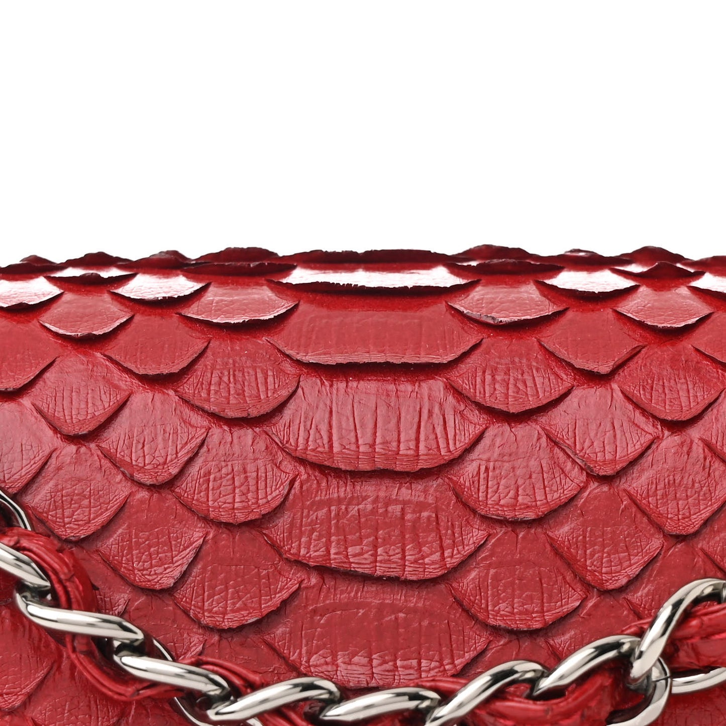 Snakeskin Mini Square Flap Red