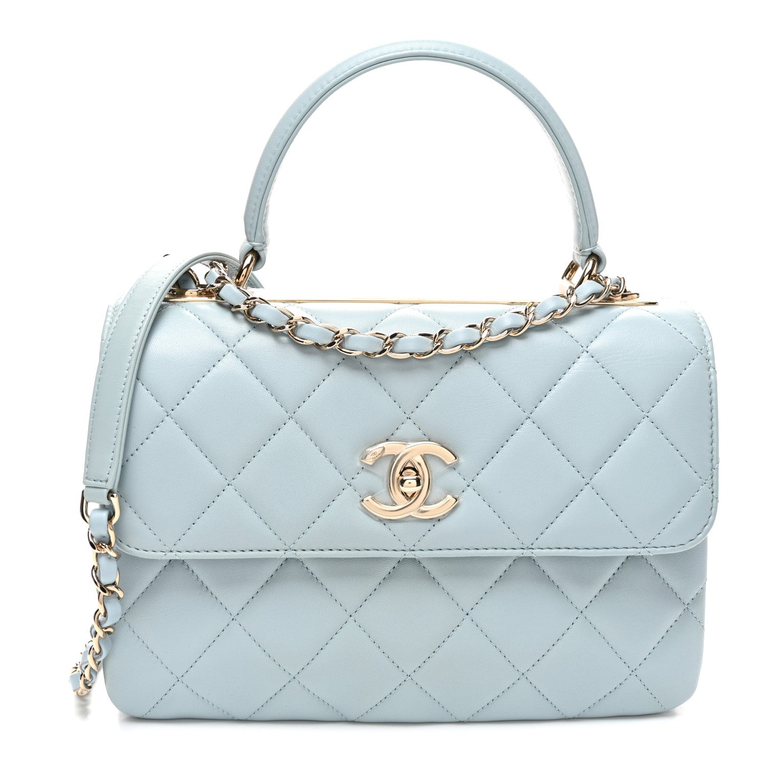 Chanel Lambskin Quilted Small Trendy CC Flap Dual Handle Bag Light Blue 1 of 10