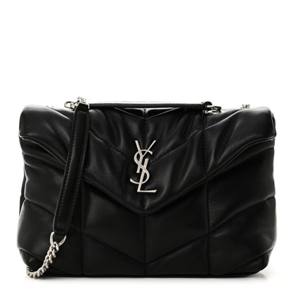Saint Laurent Lambskin Quilted Toy Loulou Puffer Monogram Chain Satchel Black 1 of 9