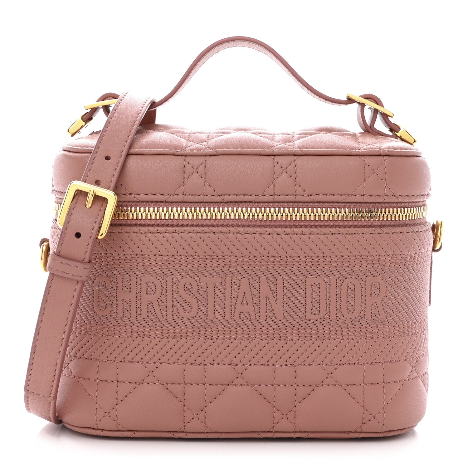Christian Dior Lambskin Cannage Small Diortravel Vanity Case Pink 1 of 12