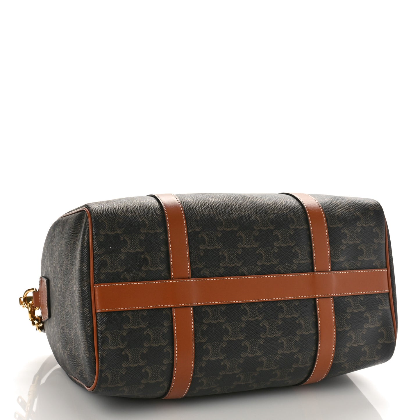 Triomphe Canvas Calfskin Boston Bag Tan