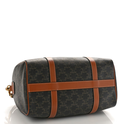 Celine Triomphe Canvas Calfskin Boston Bag Tan 4 of 8
