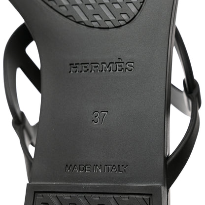 Hermes Rubber Womens Egerie Sandals 37 Black 7 of 8