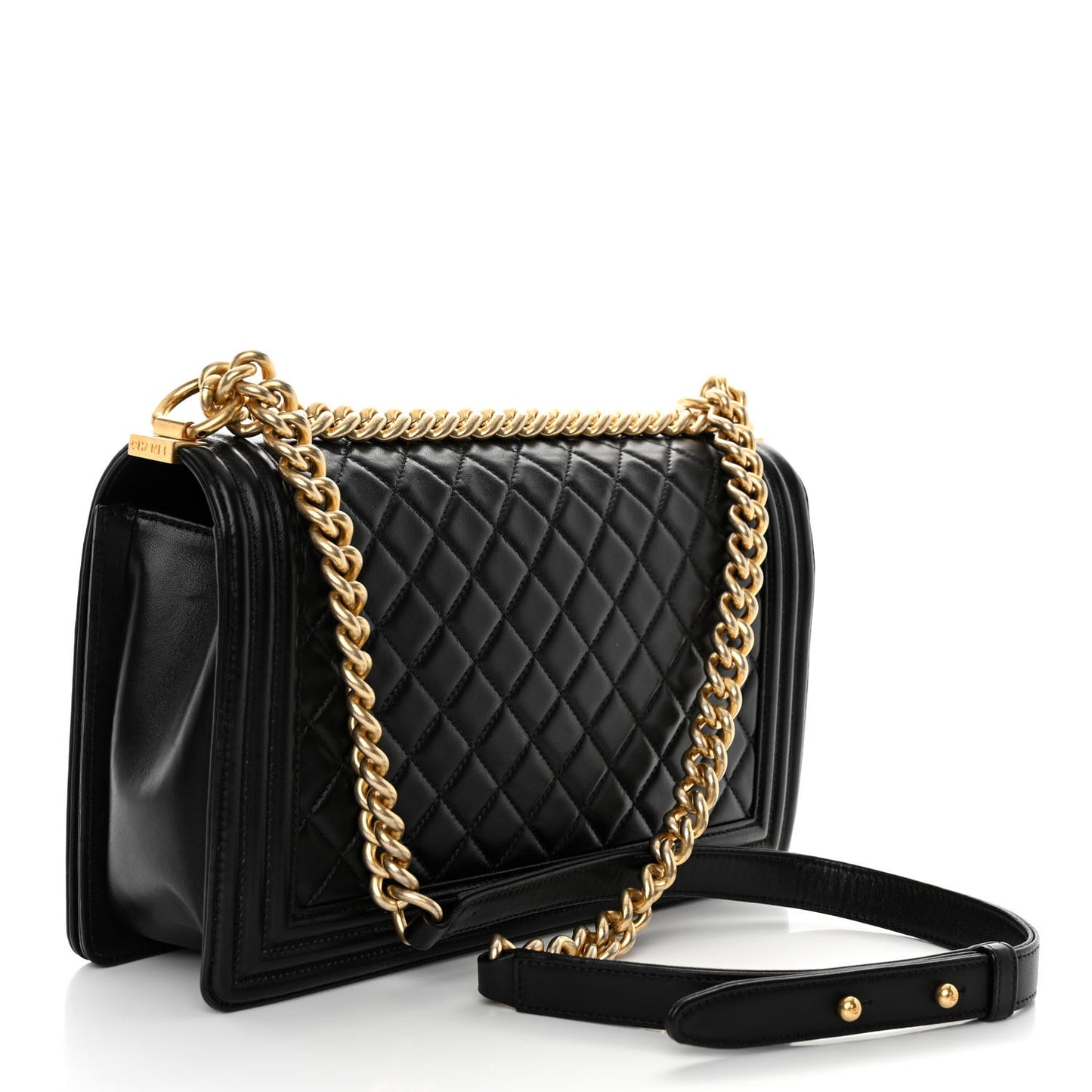 Lambskin Quilted New Medium Boy Flap Black