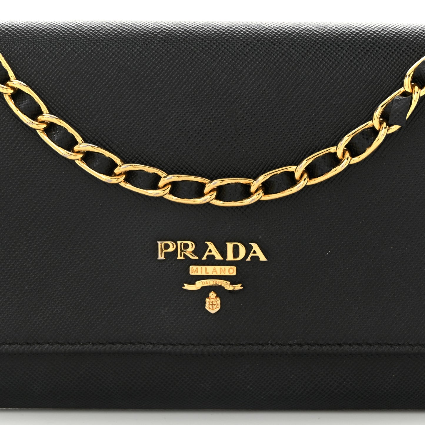 Saffiano Metal Oro Chain Wallet Black