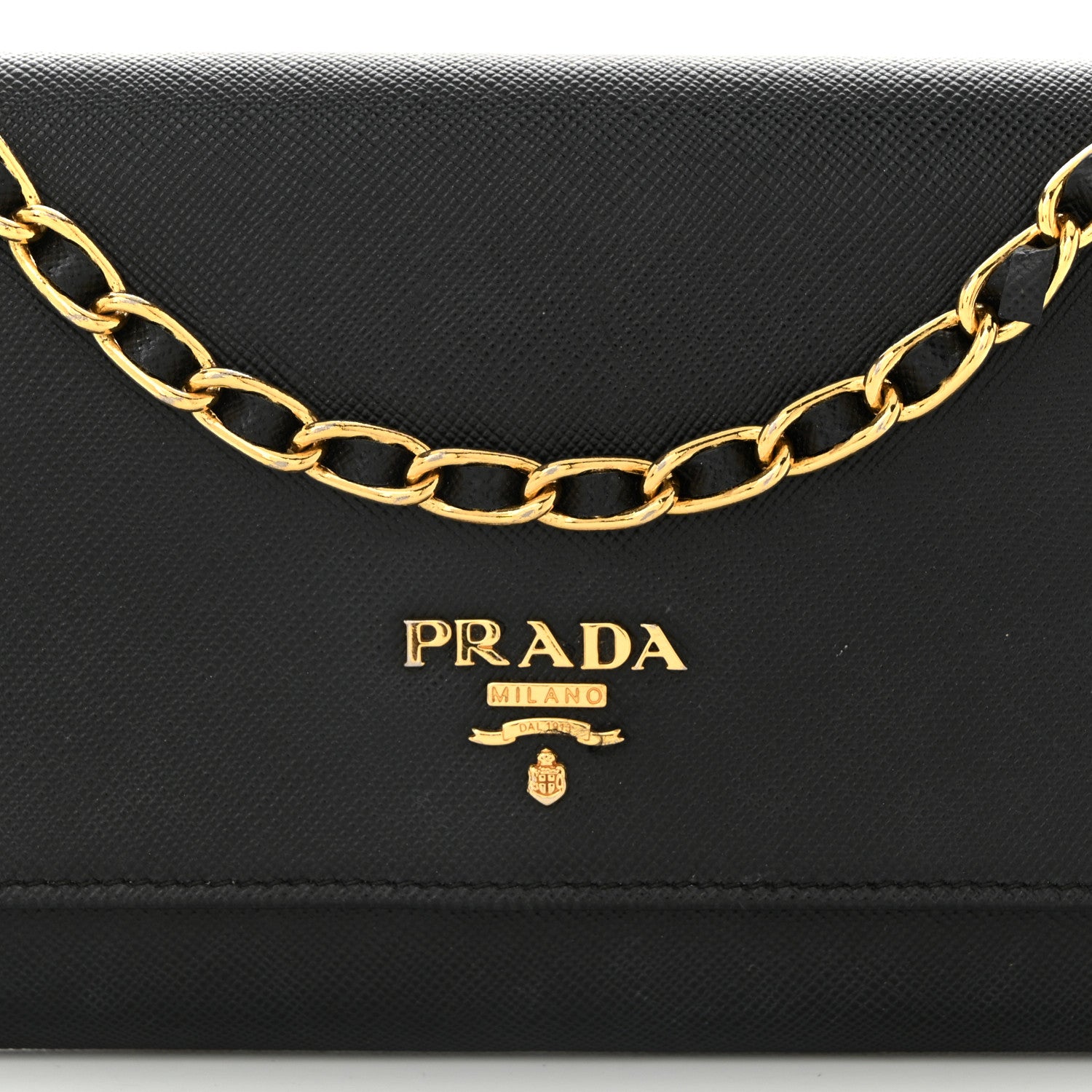 Prada Saffiano Metal Oro Chain Wallet Black 7 of 12