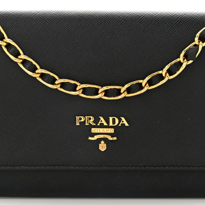 Prada Saffiano Metal Oro Chain Wallet Black 7 of 12