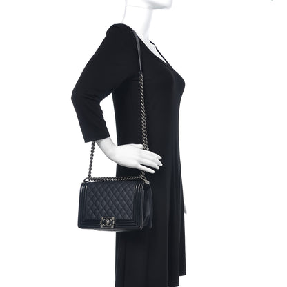 Chanel Goatskin Quilted Patent Medium Duo Boy Flap Black 2 of 9