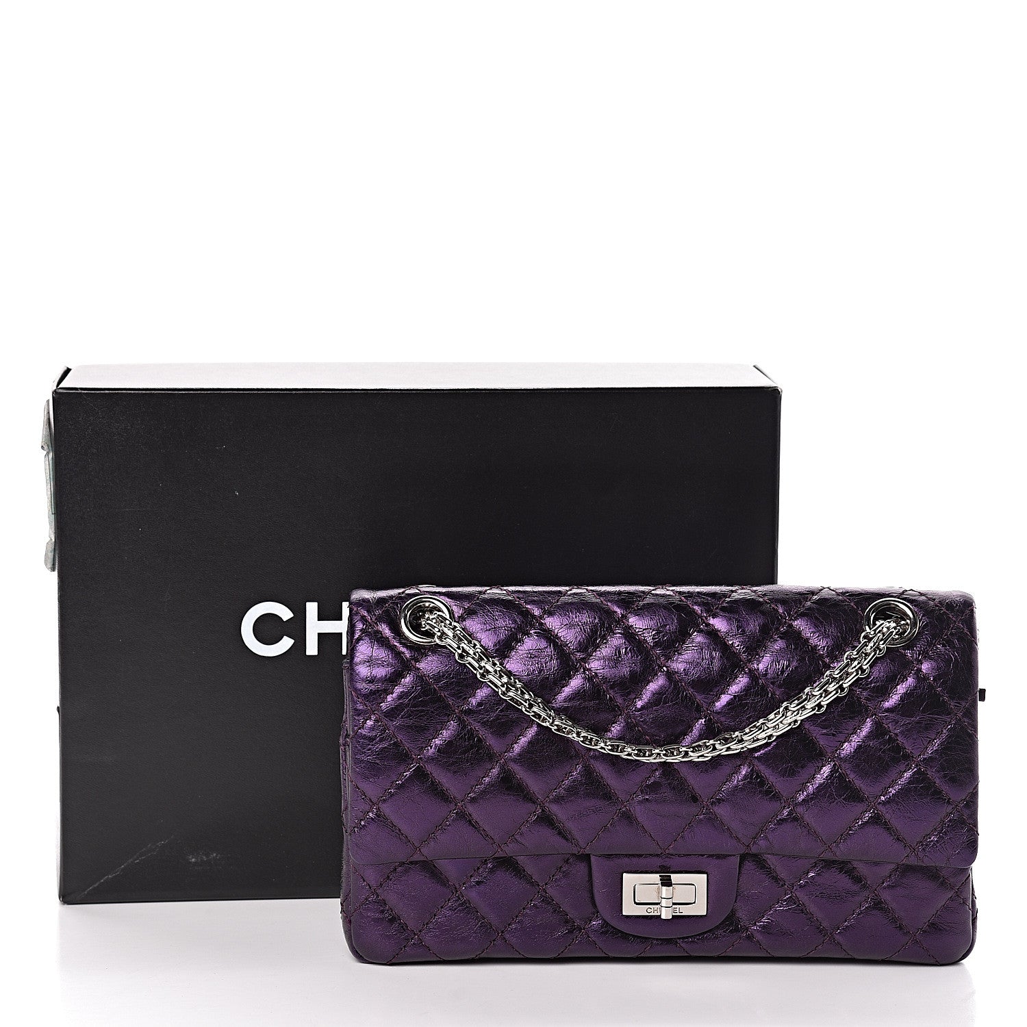 Chanel Metallic Aged Calfskin Quilted 2.55 Reissue 225 Flap Purple 11 of 11