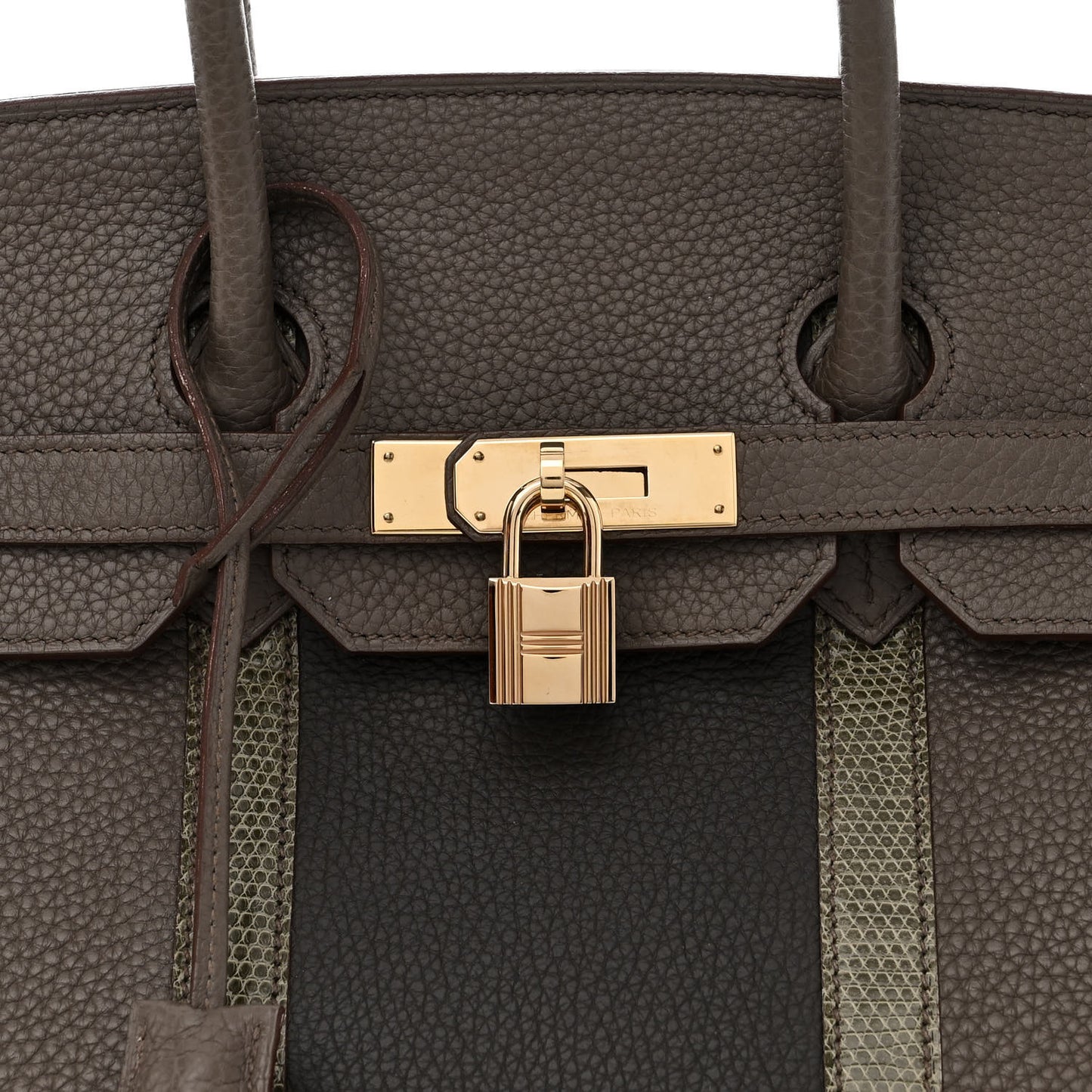 Taurillon Clemence Lizard Club Birkin 35 Etain Graphite