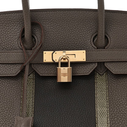 Hermes Taurillon Clemence Lizard Club Birkin 35 Etain Graphite 8 of 15
