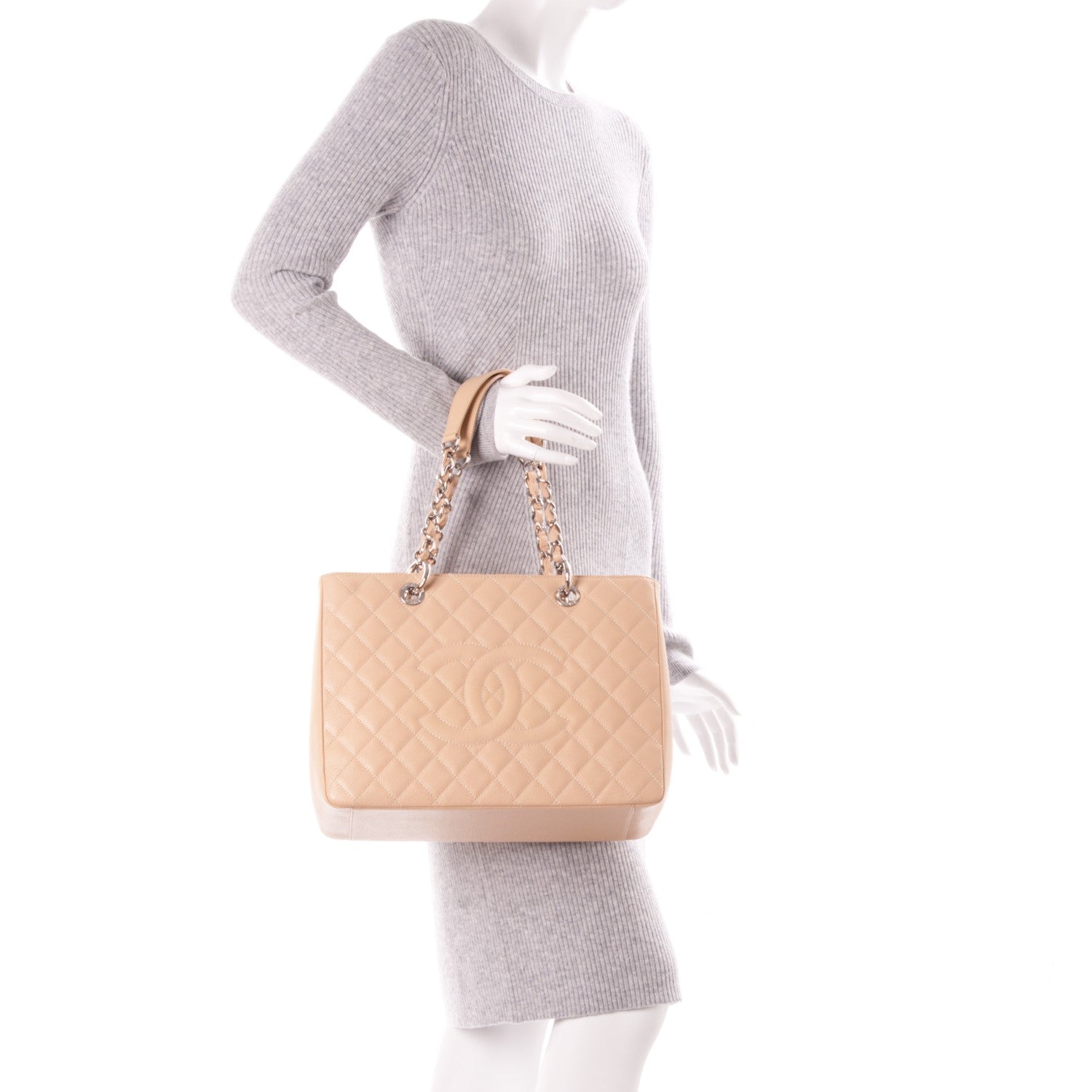 Chanel Caviar Quilted Grand Shopping Tote GST Beige Clair 2 of 6
