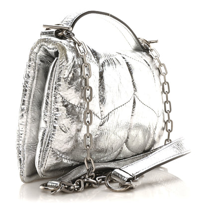 Mulberry Metallic Crinkled Nappa Pillow Quilted Tiny Softie Bag Silver 3 of 9