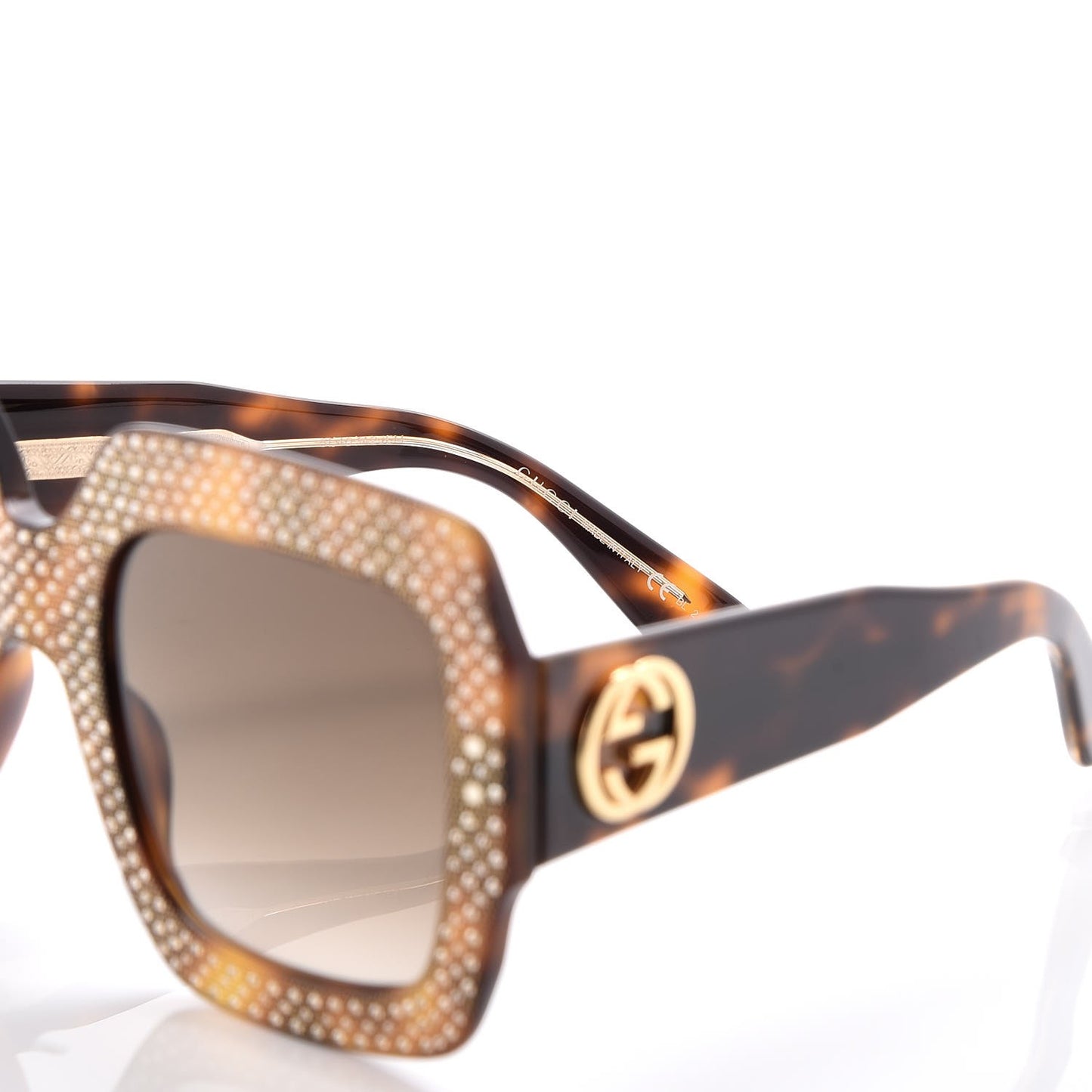 Crystal Square Frame Sunglasses GG3861/S Tortoise