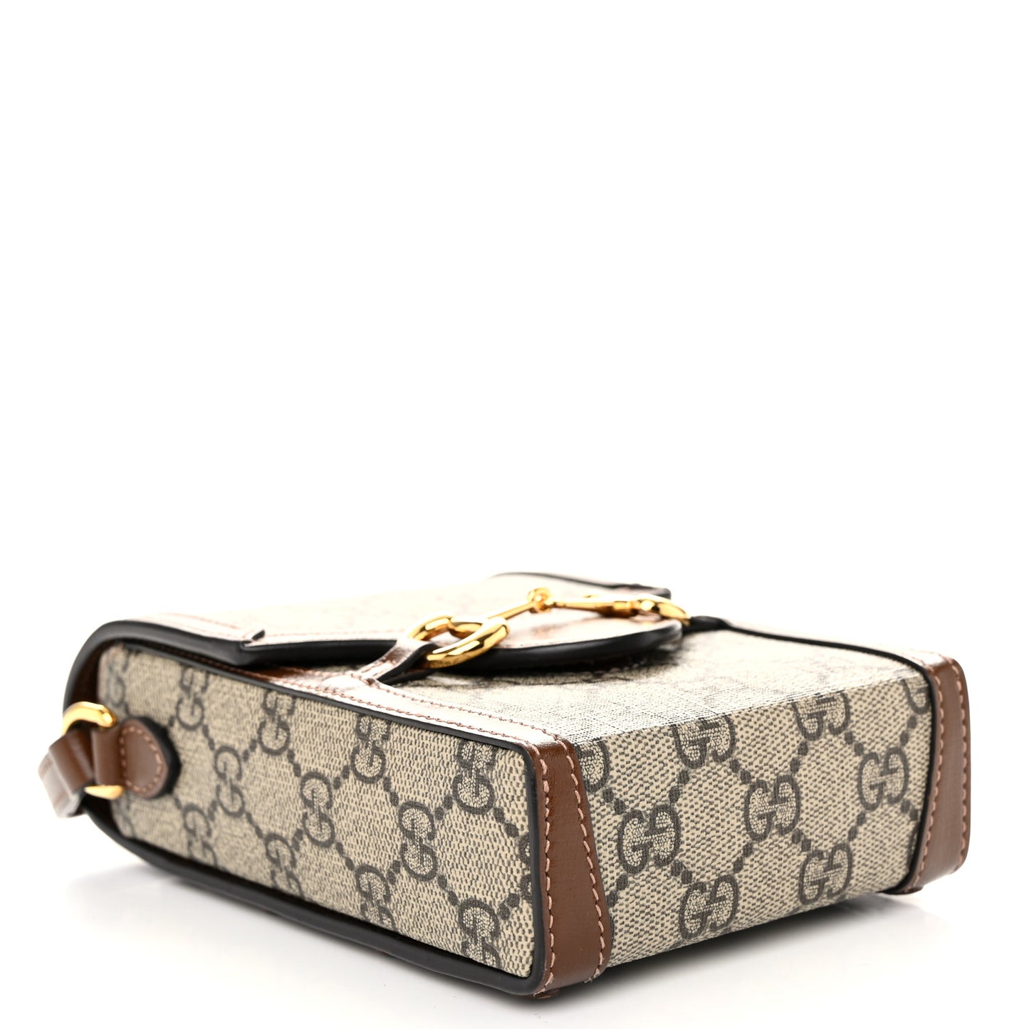 GG Supreme Monogram Mini Horsebit 1955 Crossbody Bag Beige Brown Sugar