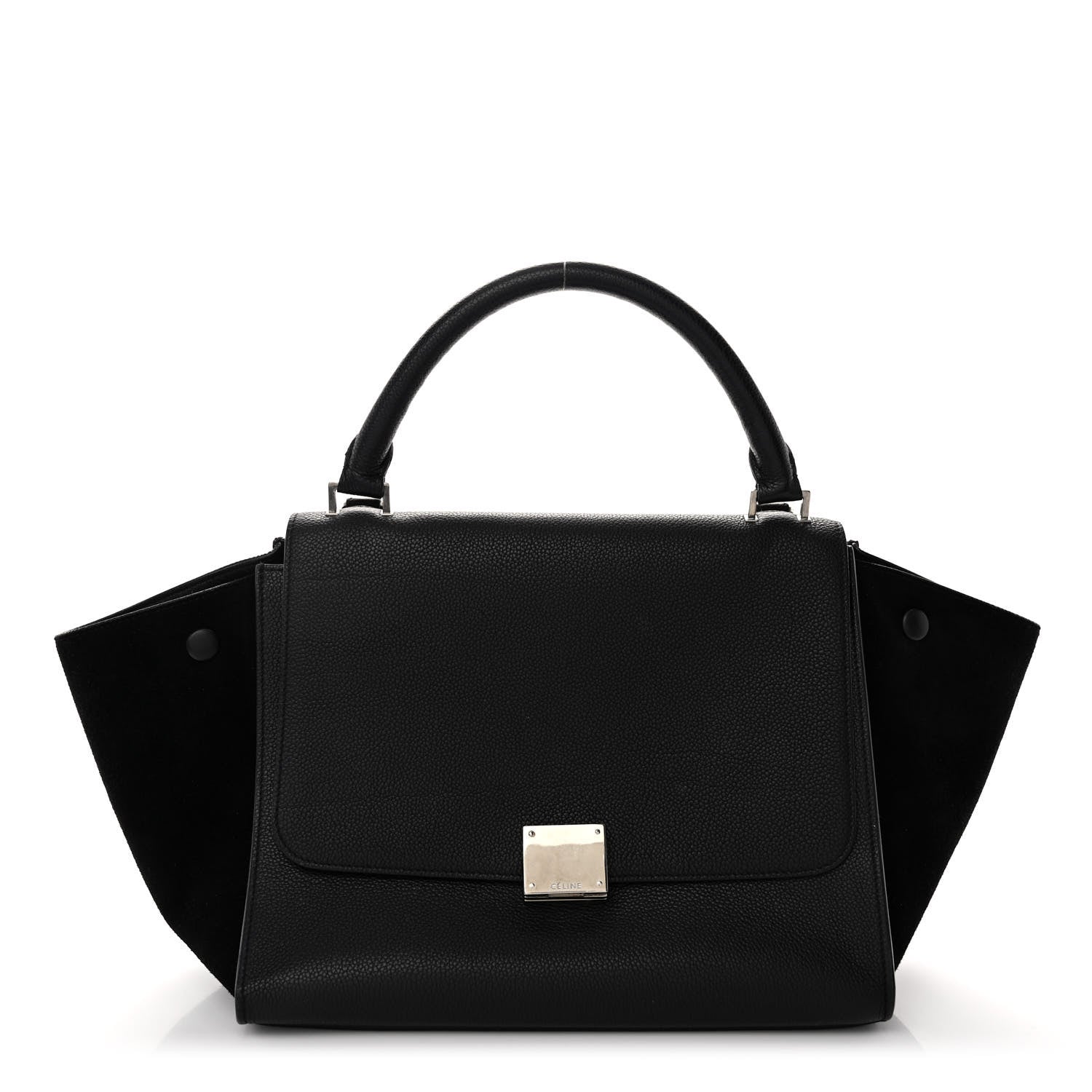 Celine Drummed Calfskin Suede Small Trapeze Black 1 of 10