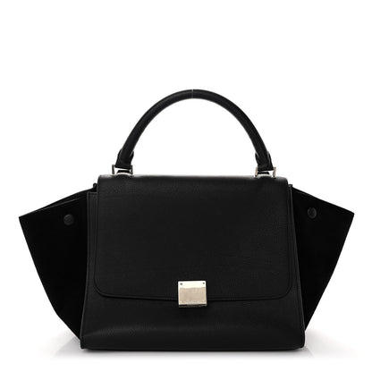 Celine Drummed Calfskin Suede Small Trapeze Black 1 of 10