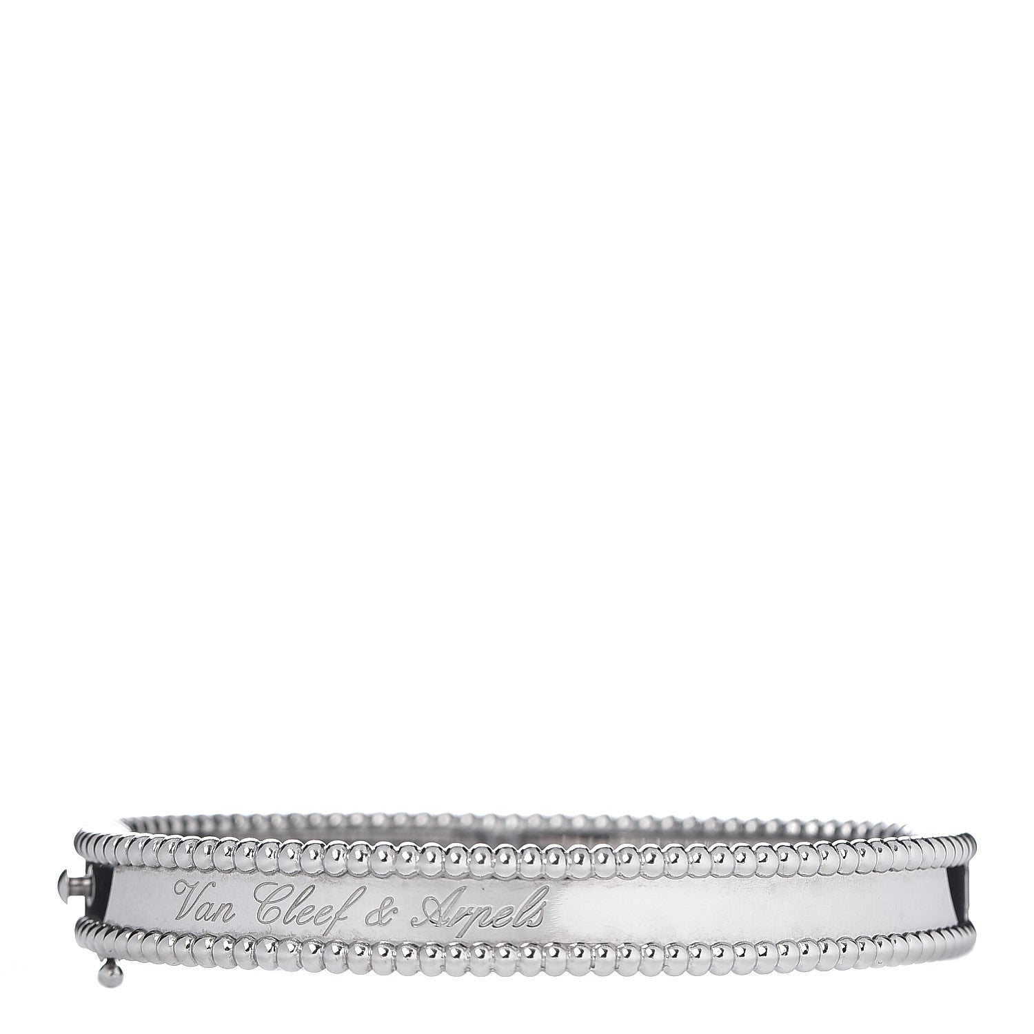 Van Cleef & Arpels 18K White Gold Perlee Signature Bangle Bracelet S 1 of 5