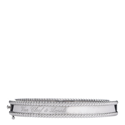 Van Cleef & Arpels 18K White Gold Perlee Signature Bangle Bracelet S 1 of 5