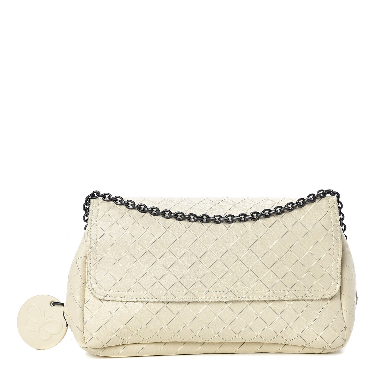 Nappa Intrecciato Mini Chain Messenger Bianca