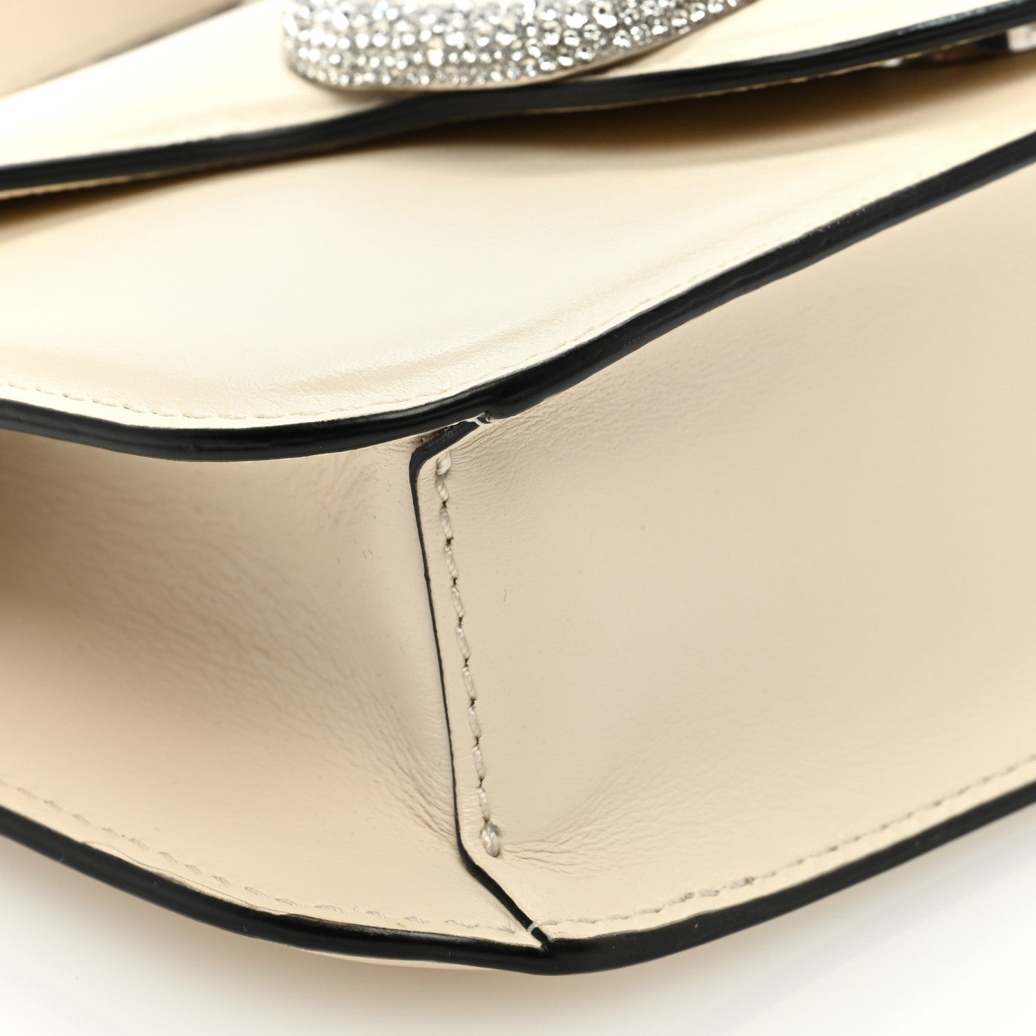 Valentino Garavani Calfskin Crystal Vlogo Small Loco Shoulder Bag Light Ivory 8 of 9