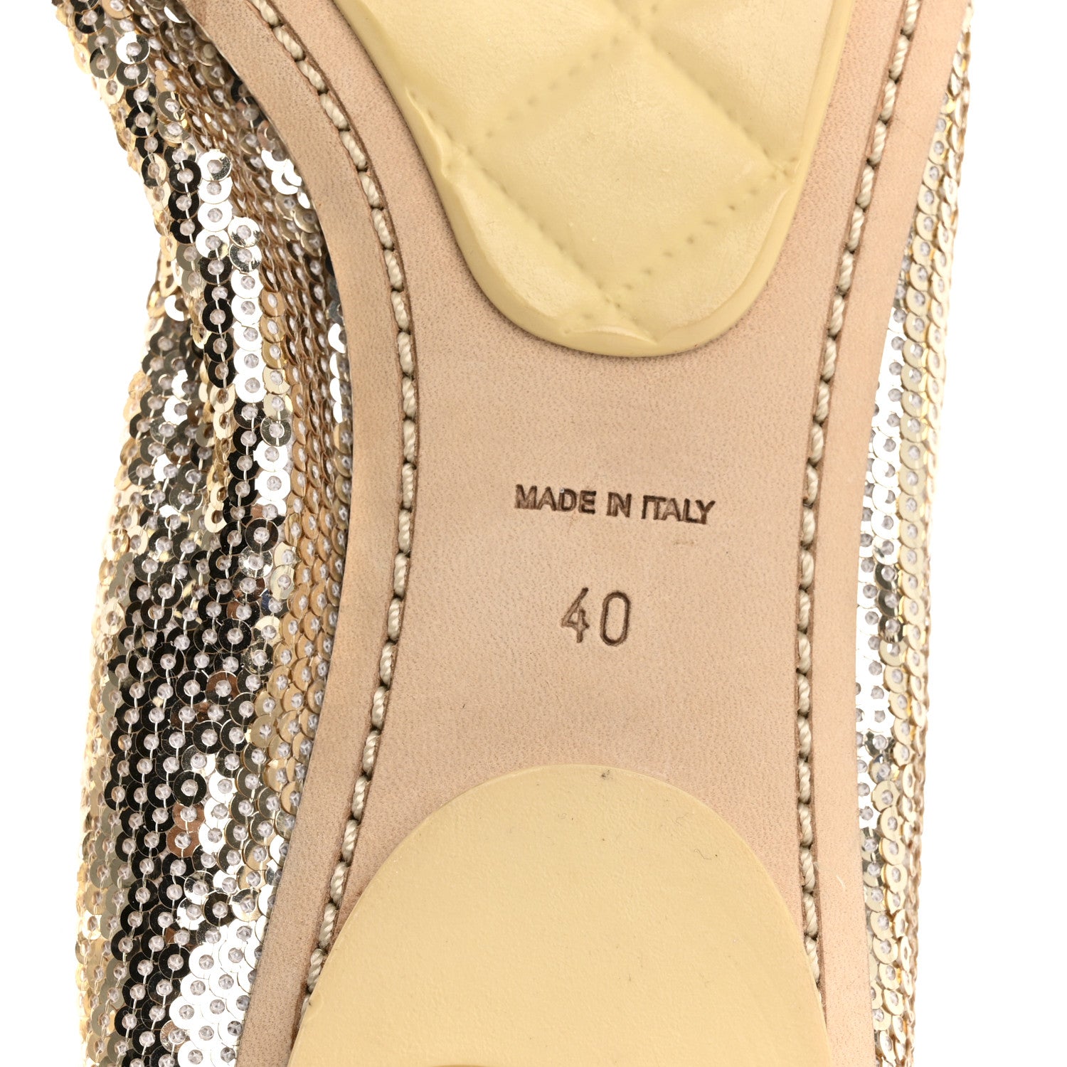 Chanel Sequin Lambskin Cap Toe Ballerina Flats 40 Gold 8 of 11
