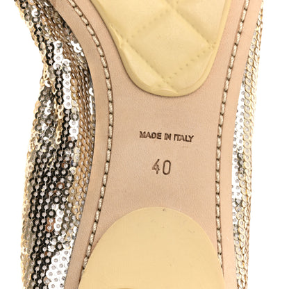 Chanel Sequin Lambskin Cap Toe Ballerina Flats 40 Gold 8 of 11