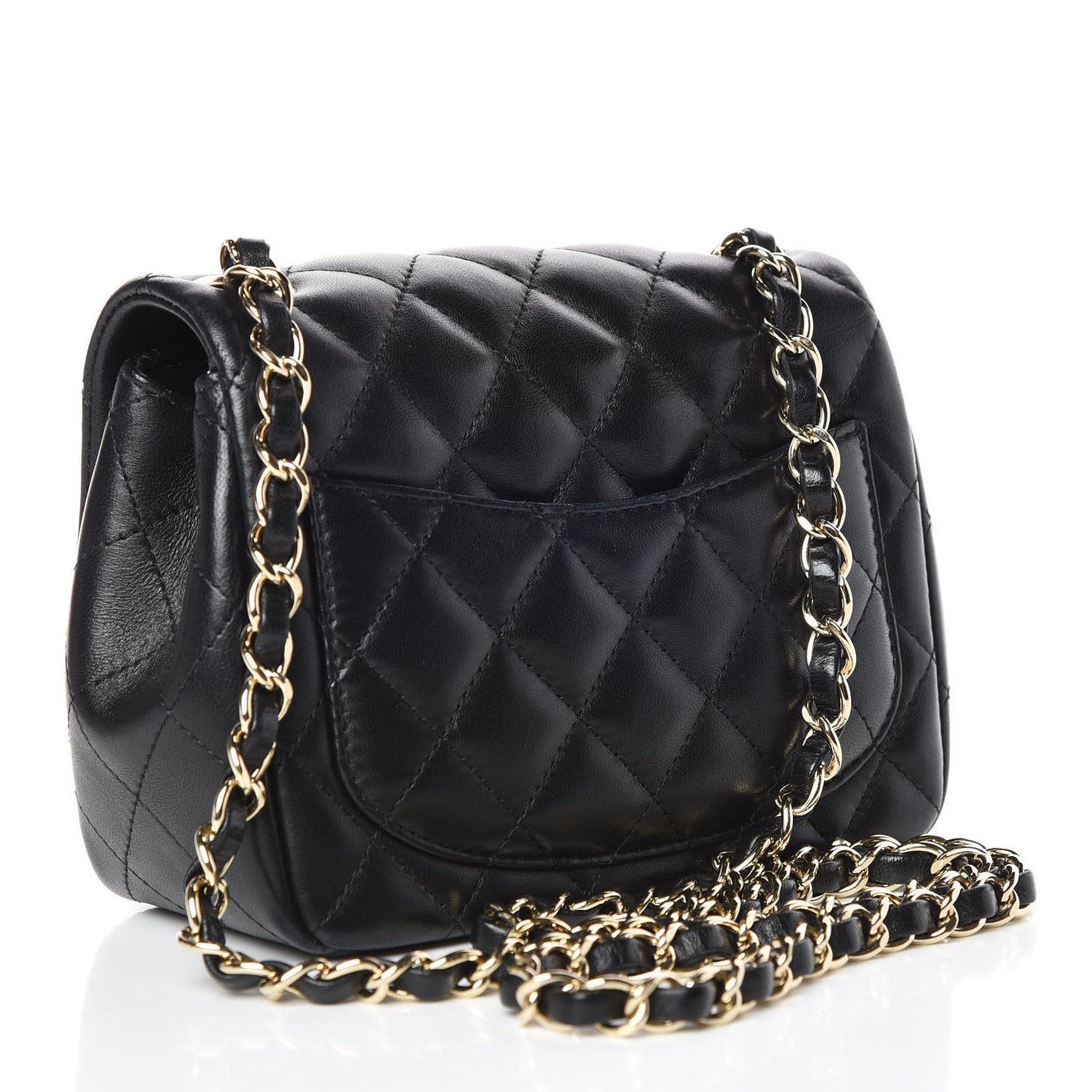 Lambskin Quilted Mini Square Flap Black
