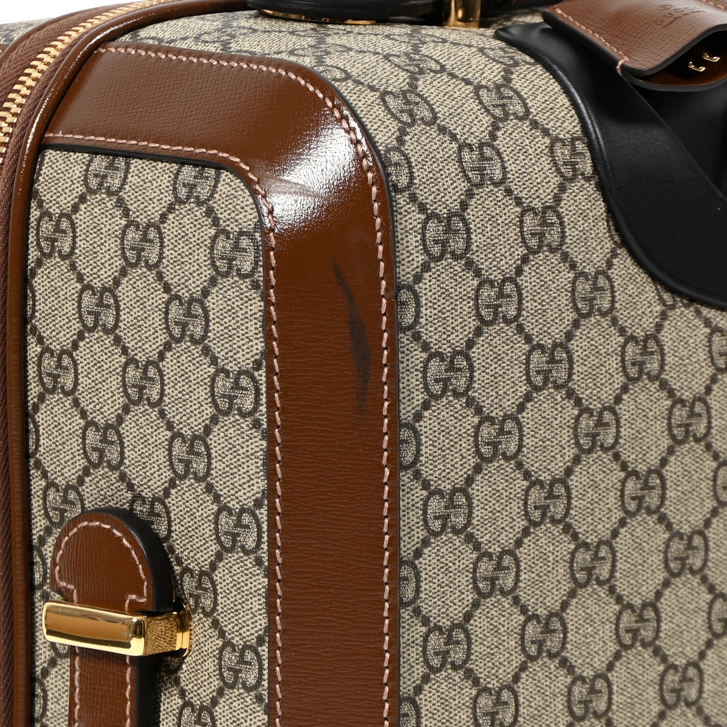 Gucci GG Supreme Monogram Azalea Calfskin Retro Interlocking G Carry On Trolley Beige Ebony Brown Sugar 11 of 12
