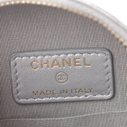 Chanel Metallic Lambskin Quilted Chanel 19 Round Clutch With Chain Silver 6 of 9