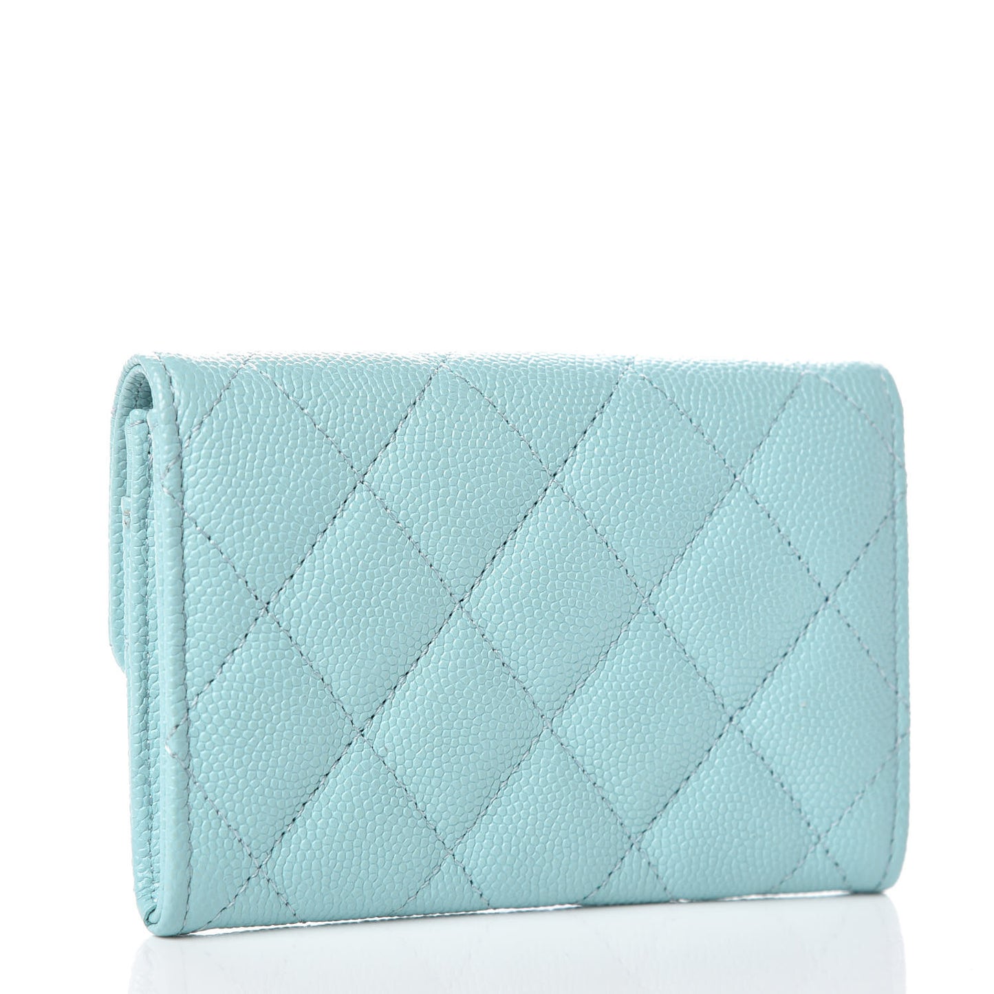 Caviar Quilted Card Holder Light Blue