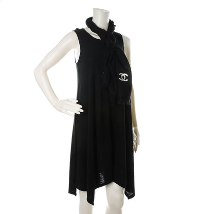 Chanel Cashmere Silk Wool Sequins CC Stole Black Silver 2 of 5