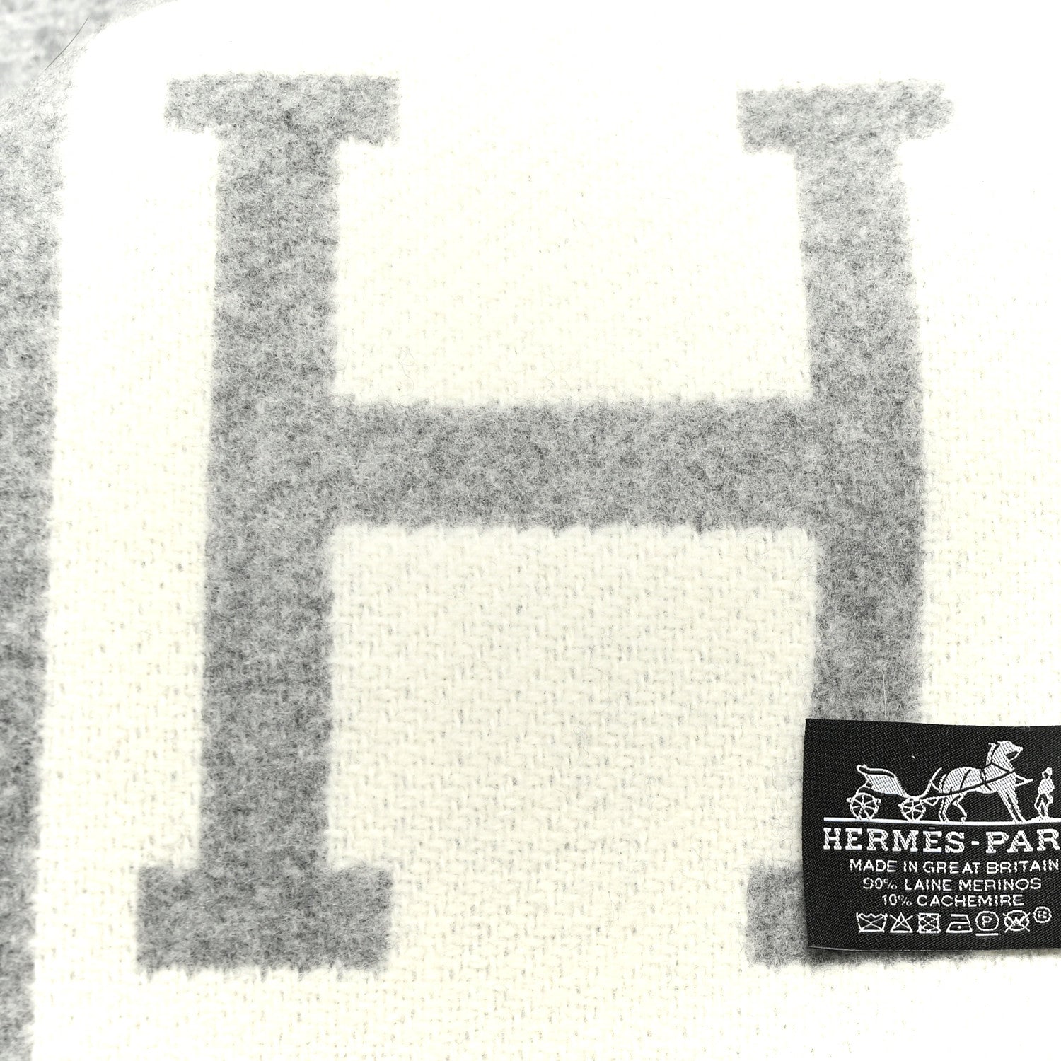 Hermes Wool Cashmere Avalon III Blanket Ecru Gris Clair 1833274