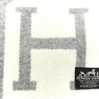 Hermes Wool Cashmere Avalon III Blanket Ecru Gris Clair 3 of 3
