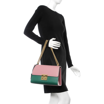 Gucci Moon Calfskin Bi-Color Medium Padlock Shoulder Bag Carmine Rose Green 3 of 8