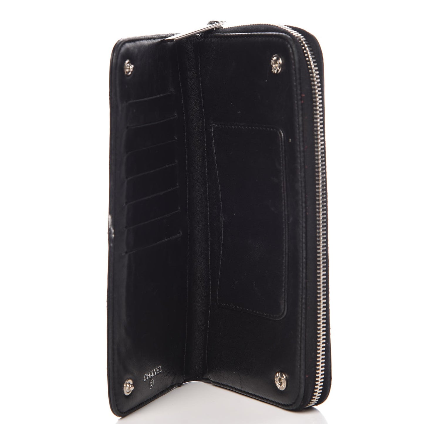 Aged Calfskin Quilted Paris New York PNY Wallet Black