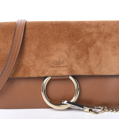 Chloe Suede Calfskin Small Faye Shoulder Bag Tobacco 7 of 9