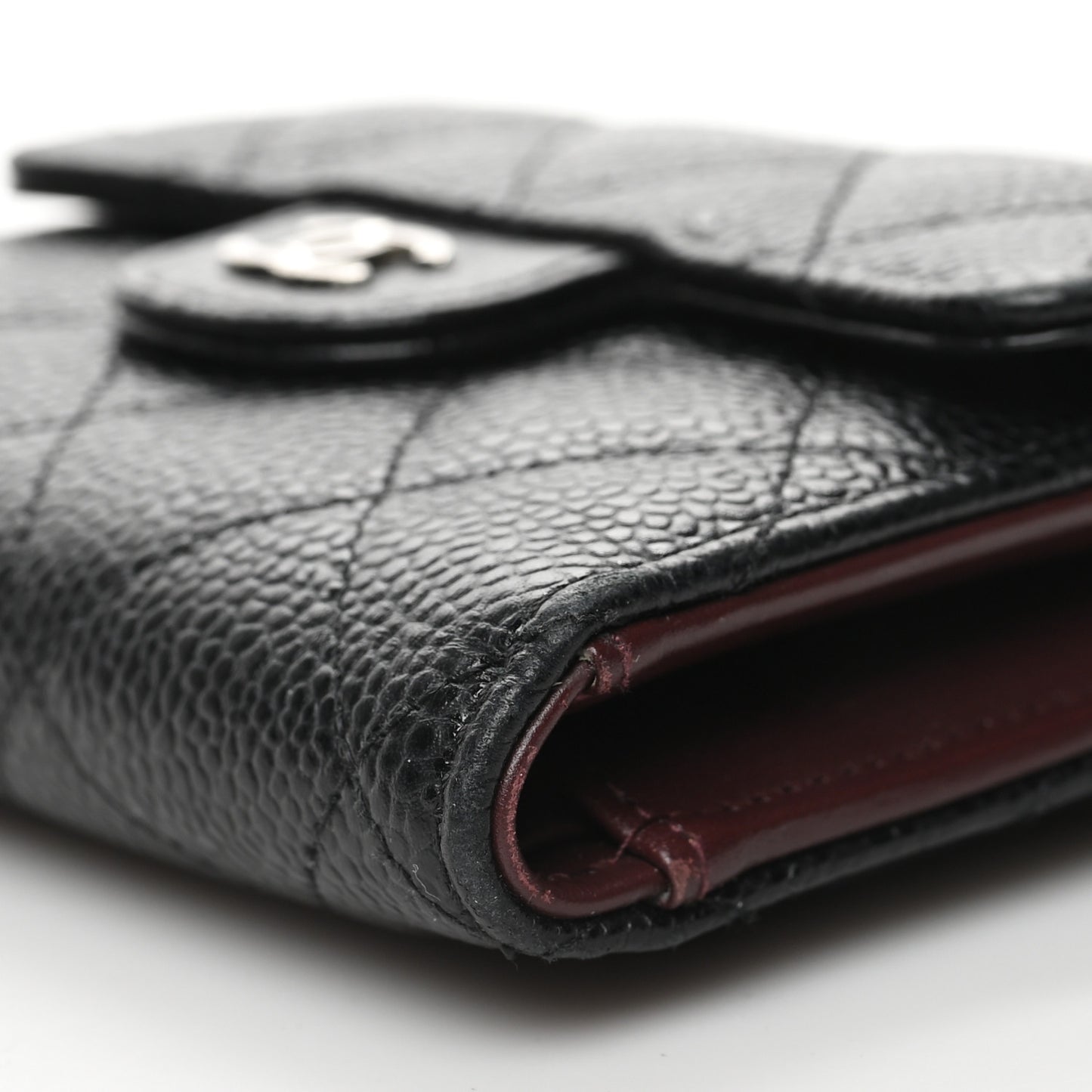 Caviar Quilted Compact Flap Wallet Black