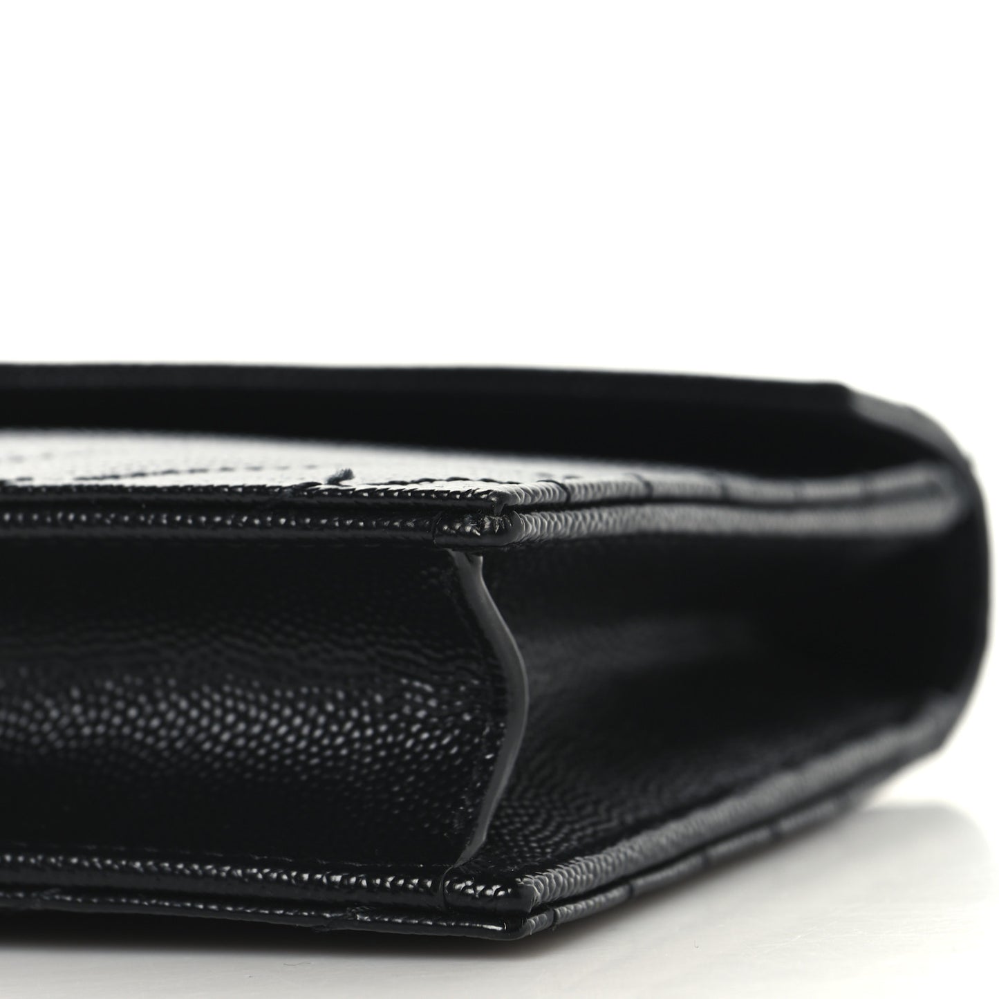 Grain De Poudre Matelasse Chevron Monogram Envelope Chain Wallet Black