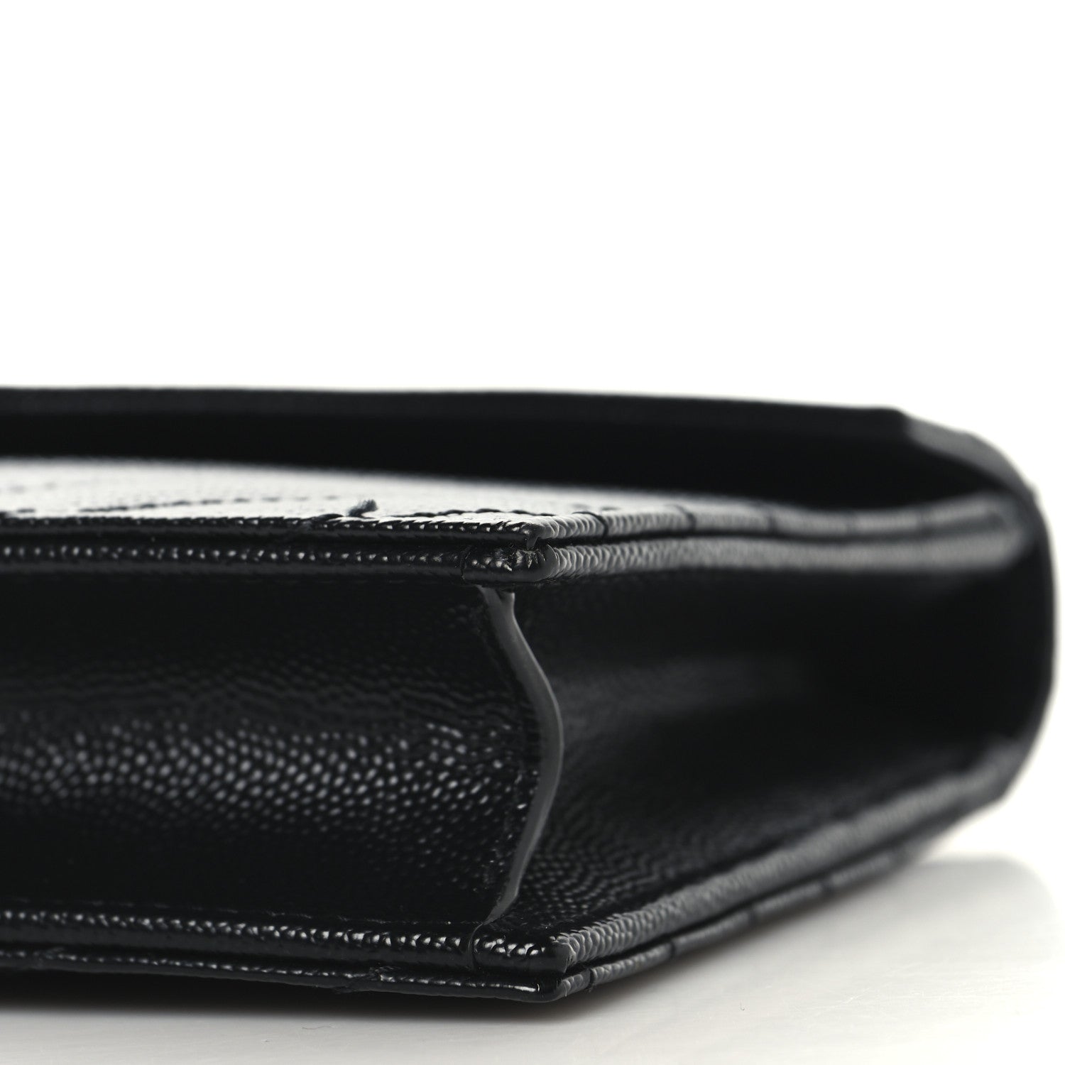 Saint Laurent Grain De Poudre Matelasse Chevron Monogram Envelope Chain Wallet Black 9 of 9